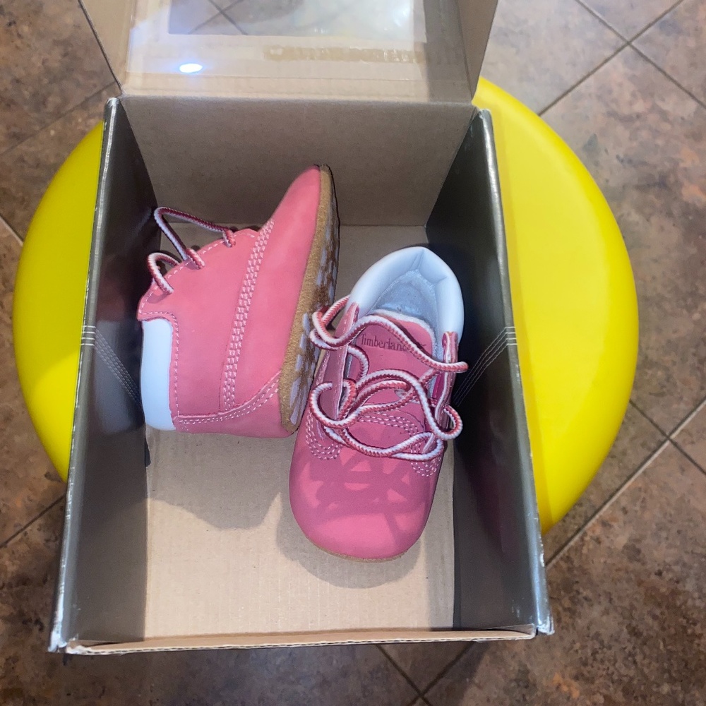 Pink baby Timberland boots